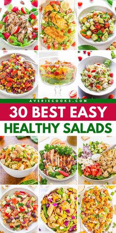 All BEST Easy Healthy Salads are right here! There's something for everyone in this roundup of chicken salads, pasta salads, vegetarian salads, and more. These lunch salads and dinner salads also include vegan and gluten-free options! Gluten Free Salad Recipes, Gluten Free Salad, Healthy Lunch Salad, Simple Salads, Gluten Free Salads, Fresh Salad Recipes, Healthy Food Recipes Clean Eating, Veggie Delight, Salad Recipes For Dinner