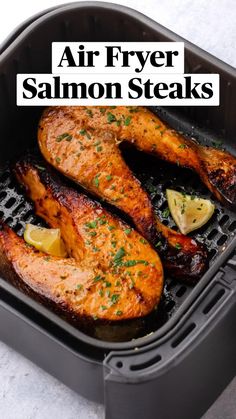 Salmon Steaks Air Fryer Recipes, Salmon Cooked In Air Fryer, Salmon Steak Recipes Air Fryer, Salmon Steaks In Air Fryer, Salmon Steaks Recipes, Salmon In Air Fryer Recipe, Fish Steak Recipes, Salmon Air Fryer Recipes, Steak Air Fryer