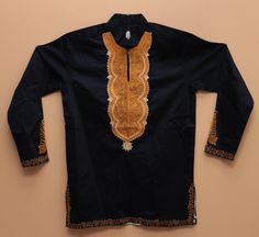 Navy Blue with Gold embroidered tunic shirt Long  sleeve length 100% cotton Fitted Long Sleeve Kurta With Embroidered Cuffs, Traditional Long Sleeve Kurta With Embroidered Cuffs, Cotton Kurta With Embroidered Cuffs Long Sleeve, Cotton Kurta With Embroidered Cuffs, Fitted Cotton Shirt With Embroidered Cuffs, Traditional Cotton Tops With Embroidered Cuffs, Cotton Long Sleeve Tops With Embroidered Cuffs, Embroidered Traditional Fit Long Sleeve Kurta, Embroidered Long Sleeve Traditional Fit Kurta