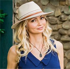 Available in Tan or Blue, the Kristy Hat is a Classic! You'll look your Best and be protected from the Sun too!! Shop Today. Click Here Hats For Small Heads, Summer Fedora, Womens Fedora, Chemo Headwear, Safari Hat, Crown Hat, Sun Protection Hat, Sun Hats For Women, News Boy Hat