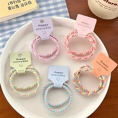 Colorful Elastic Hair Ties Non Slip Ponytail Holders Type: Rubber Band Style: Cute Material: Silk Printing: Color Matching Cute Headwear, Hair Loop, Fresh Hair, High Ponytail, Fabric Headbands, Ponytail Hair, Happy Hair, High Ponytails, Elastic Hair Ties