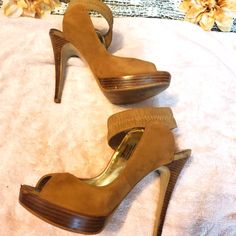 Baker Heels Good Condition Color Tan Whith Brown Never Used No Tag Brown Suede Open Toe Heels, Shoes Women Heels, Shoes Heels, Conditioner, Size 6, Women Shoes, Heels, Women Shopping, Color