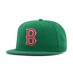 New Era Cap 59Fifty fitted hat for the Boston Red Sox in custom green and red colorway, constructed with 1961 All Star Game side patch. Green is no stranger to the city of Boston, and this fitted leans into that to create a beautiful throwback. Bright Kelly Green contrasts against the Radiant Red embroidery perfectly, with 1961 All Star Game logo complementing it perfectly to balance out the simplicity of the front. Hat Material: 100% PolyesterCrown: Kelly GreenVisor: Kelly GreenButton: Kelly Gr Green Fitted Hat With Flat Brim For Sports Events, Green Flat Brim Fitted Hat For Sports Events, Green Six-panel Snapback Hat For Sports Events, Green Six-panel Snapback Hat For Sports, Green Fitted Hat For Baseball Season, Green Snapback Fitted Hat For Sports Events, Green Snapback Hat For Sports Events, Green Flat Bill Fitted Hat For Sports, Classic Green Baseball Cap With Flat Brim