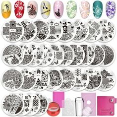 Biutee Nail Stamping Plates Set 30pcs Nail Plates 2 Stamper 2 Scraper 1 Storage Bag 1 Plate Holder Flower Animal Pattern Nail Plate Template Image Plate Stencil Nails Tool Nail iron plate set has 30 iron plates, each with different patterns, different styles and shapes. The pattern is clear. The seal is very flexible and easy to use. Basic Information: - Unique Double-sided design, Less Spece, More Images; - Suitable Size,easy to handle and carry, every plates has a protective blue film; - Easy Plate Template, Nail Polish Pens, Chinese Dynasty, Nail Stencils, Nail Stamper, Fusion Art, Nail Art Set, Steel Nail, Nail Stamping Plates