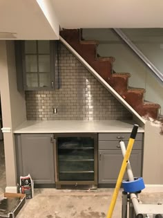 the kitchen is under construction and ready to be remodeled with new cabinets, drawers, and appliances