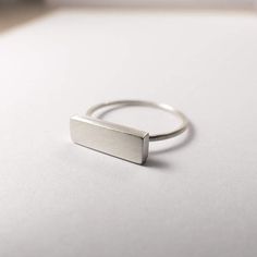 Silver Ring Silver Bar Ring Modern Minimalist Ring Minimalist Sterling Silver Rectangular Ring, Minimalist Open Band Midi Rings, Minimalist Rectangular Stackable Rings, Minimalist Everyday Stackable Rings, Minimalist Midi Rings As Gift, Minimalist Adjustable Stackable Rings, Silver Minimalist Stackable Rings With Simple Design, Adjustable Minimalist Midi Rings, Silver Minimalist Stackable Rings