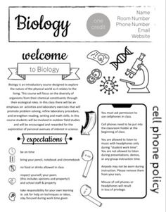 Biology syllabus for all classes - just edit to meet your own needs and use for all your courses! I've included some course information to get you started.Check out adding the COVID Physical Distancing add on or the Distance Learning syllabus add on. Doodle Notes Science, Notes Science, Teacher Decor, Science Classroom Decorations, Biology Classroom, 7th Grade Science, Science Learning, Basic Grammar