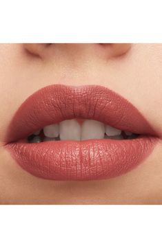 What it is: An iconic lipstick that has been maxed out to give lips more with a silky-matte finish and good-for-lips formula.What it does: The formula looks richer, feels better and lasts longer. Get more color with full-coverage, pigment-rich payoff in our widest range of 39 artist-approved shades. Get more comfort with a creamy blend of coconut oil, organic shea butter and organic cocoa butter that conditions and nourishes lips. Get more care with instant and eight-hour moisture. Get more longwear with 12 hours of nonfading, long-lasting color that leaves looking visibly fuller from the very first ultra-vibrant glide. Get a more luxe look with a high-shine packaging design on the outside. The iconic matte lipstick changed the world we live in may have been reimagined, but each famous and Bridal Lipstick Shades, Elegant Lipstick Colors, Lipstick For Light Skin Tone, Dark Peach Lipstick, Peachy Brown Lipstick, Berry Lipstick For Fair Skin, Lipstick For Blue Eyes, Light Red Lips, Soft Summer Red Lipstick