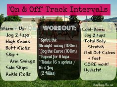 an image of a poster with the words on and off track intervals for each course