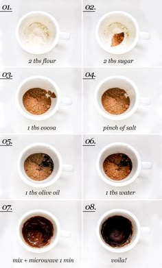 the steps to making chocolate cake in mugs