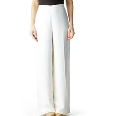 Ellen Tracy Women’s Trousers Size 14 Color Ivory Wide Leg Cuffed Hem Material Acetate 55% Viscose 45% Lining/ Doublure Acetate 100% Lined Side Zipped Closure Bin4 New With Tags Elegant Tailored White Wide Leg Pants, Elegant Linen Pantsuit For Formal Occasions, Elegant Linen Pantsuit For Formal Events, Elegant Fitted Linen Pantsuit, Elegant Tailored Linen Pantsuit, Elegant White Linen Pants, Chic Tailored Linen Pantsuit, Tailored Elegant White Bottoms, Elegant Linen Wide-leg Dress Pants