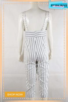 Casual Print Rompers Womens Jumpsuit Striped Women Clothes Summer Striped Cotton Overalls, Trendy Striped Jumpsuits And Rompers For Summer, Cotton Jumpsuits And Rompers For Summer Party, Striped Cotton Jumpsuits And Rompers For Summer, Summer Striped Cotton Jumpsuits And Rompers, Summer Party Cotton Jumpsuits And Rompers, Striped Overalls Jumpsuits For Spring, Spring Striped Overall Jumpsuits And Rompers, Fitted Beach Overalls For Spring