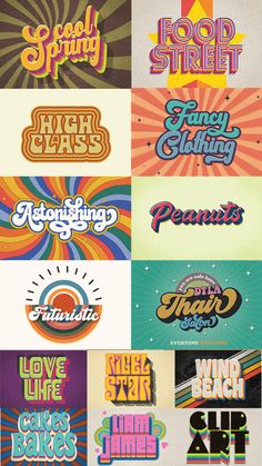 Logo Design Ideas Retro Business Logo, 1970s Logo Design, 70s Logos, 70s Logo Design, Funky Logo Design, Funky Typography, Funky Logo, 70s Logo, Hippie Logo