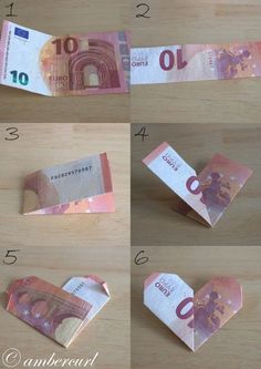 how to make an origami heart out of money