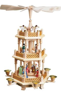 Richard Glaesser German Candle Holder Three-Tier Pyramid Nativity Scene Christmas Decoration - Christmas -  The Well Appointed House Christmas Pyramid, German Christmas Pyramid, Pyramid Candle, Paraffin Candles, German Christmas, Three Kings, E 40, Nativity Scene, Paddles