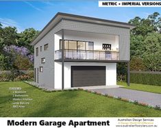 the modern garage apartment is on display in this advertiser's brochure