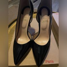 Beautiful Christian Louboutin Patent Leather Pumps, Like New With Box And Dust Bag. Izra - Fits True To Size 39 Luxury Black Heels For Office, Luxury Black Heels For Night Out, Luxury Black Heels For Formal Occasions, Black Heels With Branded Heel Counter For Galas, Designer Black Heels 4-inch Heel, Black Heels For Galas With Branded Heel Counter, High-end Black High Heels, Luxury Black Heels For Business, Designer Black Heels For Formal Occasions