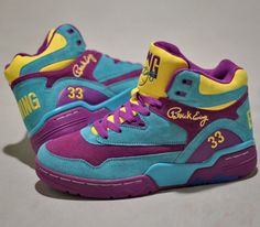 Ewing Athletics Guard-Sparkling Grape-Scuba Blue-Vibrant Yellow Zapatillas Nike Basketball, Custom Painted Shoes