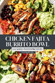 Chicken Fajita Burrito Bowls are perfect for a healthy, satisfying dinner! Packed with fajita chicken, fresh veggies, and cilantro lime rice, these bowls are a fresh twist on a classic fajita burrito. If you love burrito bowls and want a favorite dinner that’s easy to make and full of flavor, this is it! Great for meal prep, too! #ChickenFajitaBurrito #FajitaChicken #HealthyBowls #CilantroLimeRice Tuesday Lunch Ideas, Chicken Fajita Over Rice, Dinners With Cilantro, Fajita Dinner Recipes, Meals With Cilantro Lime Rice, Burrito Bowl Salad, Sheet Pan Chicken Burrito Bowls, Meal Prep Chicken Fajitas, Steak Fajita Bowls With Garlic Lime Rice