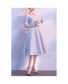 Get 10% off now! Buy modest champagne lace tea length party dress round neck with sleeves at cheap price online. Free stable shipping and pro custom service since 2009. Lace Midi Dress For Wedding Party Season, Lace Midi Dress For Wedding And Party Season, Spring Banquet Midi Lace Dress, Spring Midi Lace Dress For Banquet, Formal Tea-length Lace Dress, Spring Banquet Short Sleeve Lace Dress, Spring Party Lace Dress, Tea Length, Spring Party Lace Dress Tea Length, Lace Tea Length Dress For Party