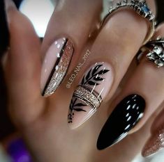 Classy Black Nails, Hawaii Nails, Emerald Nails, Elegant Nail Designs, Her Nails, Black Nail Designs, Elegant Nails, Classy Nails, Fancy Nails