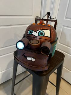 a chair made to look like mater from cars