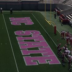 the football team is on the field with their coach