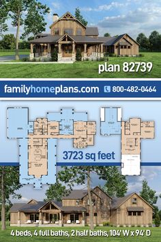 two story house plan with 3 beds, 4 baths, 2 bathrooms, and an attached garage