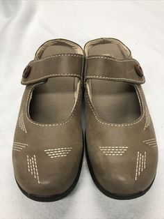 Shipped with USPS Priority Mail. Beige Slip-on Mules With Round Toe, Casual Brown Closed Toe Mary Janes, Brown Slip-on Mary Janes For Spring, Slip-on Mary Janes With Removable Insole, Mary Janes With Removable Insole And Medium Width, Casual Brown Slip-on Mary Janes, Beige Closed Toe Slip-ons With Cushioned Footbed, Beige Cushioned Closed Toe Slip-ons, Casual Mary Janes With Removable Insole And Closed Toe