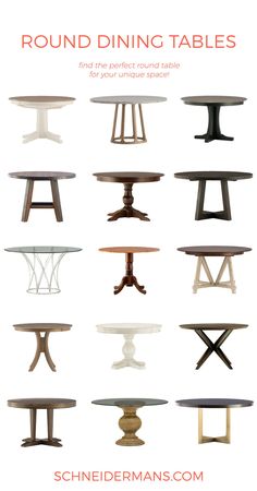 round dining tables with different styles and sizes are shown in this guide for beginners