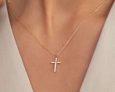 Yellow Gold Cross Necklace For First Communion, Yellow Gold Cross Pendant Necklace For First Communion, Yellow Gold Cross Pendant For First Communion, Yellow Gold Cross Necklaces For Baptism, 14k Gold Cross Pendant Necklace For First Communion, Yellow Gold Cross Pendant For Baptism, Yellow Gold Baptism Cross Pendant Jewelry, 14k Gold Cross Pendant For First Communion, Elegant Yellow Gold Necklace For Baptism