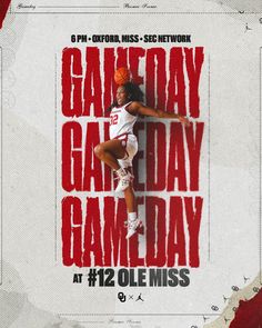 an advertisement for the game day gameday featuring a basketball player jumping in the air