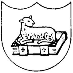 the coat of arms and shield with a sheep on it, surrounded by other symbols