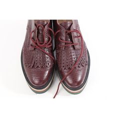 Zimmermann Maroon Leather Platform Lace Up Tassel Brogues Loafers Size 36 Loafers Are Pre-Owned, Good Condition Light Wear Around Toes And Back Heels. Moderate Wear On The Bottom Soles Maroon Color Leather Upper Almond Toe Lace Up I Do Not Have Original Shoe Box Brand: Zimmermann Size: 36 Material: Leather Measurements In Inches: Outsole Length: 9.25 Vamp: 2.75 Heel Height: 1.5 Spring Wingtip Tassel Loafers With Leather Sole, Leather Oxfords With Tassels And Round Toe, Leather Wingtip Shoes With Tassels, Leather Wingtip Oxfords With Tassels, Wingtip Leather Shoes With Tassels, Flat Heel Leather Shoes With Brogue Detailing For Galas, Leather Shoes With Brogue Detailing For Galas, Flat Heel Oxfords With Brogue Detailing For Galas, Brogue Detailing Oxfords For Galas