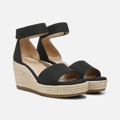 Naturalizer Soul Oakley Wedge Sandal | Womens Heels Platform Espadrille Sandals, Shoe Boxes, Trending Sandals, Ankle Strap Wedges, Platform Espadrilles, Footbed Sandals, Black Wedge Sandals, Naturalizer Shoes, Espadrille Wedge