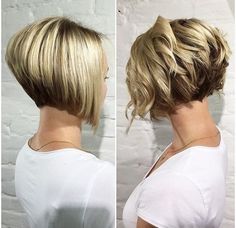 Short Bob Haircuts - Women Short Hairstyles for Thick Hair Bob Inversat, Stacked Hairstyles, Graduated Bob Hairstyles, Stacked Bob Hairstyles, Stacked Bob Haircut, Popular Haircuts, Haircut And Color