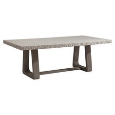 A modern organic design showcases the look of rough-hewn stone over a teak base on the Trouville dining table. The smooth top offers a chiseled edge and is finished in Sand Grey. The balance of natural materials is formed with two curving pedestals in loops of gorgeous teak connected by a stretcher base. The natural style, at home in an outdoor setting, is equally beautiful indoors. Bernhardt Trouville Outdoor Dining Table - Dining Tables in Sand Gray | Size 30;30" H X 46;46" W X 84;84" L | Peri Modern Organic Design, Weathered Teak, Dining Table Bases, Trestle Dining Tables, Teak Dining Table, Modern Organic, Outdoor Setting, Dining Table Top, Reinforced Concrete