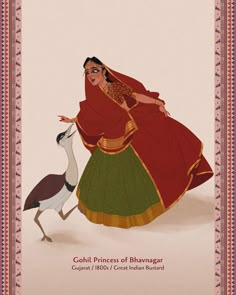 an image of a woman with a bird in her hand and the words goli princess of bhavangar written below