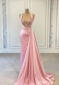 Pink Satin Prom Dress, Pink Prom Dresses Mermaid, Baju Kahwin, Mermaid Pink, Cheap Prom Dresses Long, Prom Dresses Long Mermaid, Mermaid Prom Dress, Prom Dresses Sleeveless, Sequin Evening Dresses