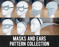 the masks and ears pattern collection is displayed on a mannequin's head