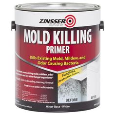 a can of mold killing primer on a white background