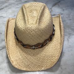 Style Is A Wild West , Gorgeous Year Round Cowgirl Hat , Never Worn No Tags Or Box But Will Be Wrapped Carefully When Shipping , No Issues , Odors , Smoking Or Pets Western Cream Straw Hat With Short Brim, Cream Western Straw Hat With Short Brim, Western Style Cream Straw Hat With Short Brim, Cream Western Straw Hat For Rodeo, Western Cream Adjustable Straw Hat, Western Cream Straw Hat For Rodeo, Cream Western Panama Hat For Country Events, Western Cream Straw Hat For Country Events, Western Brown Brimmed Panama Hat