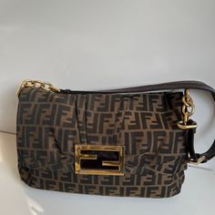 Highly Sought After Fendi Mia Zucca Crossbody Shoulder Bag Note: It Has A Slight Fragrance Smell. Ff Zucca Print. Flap Closure Fastened With Magnetic Stud. Shoulder Strap Can Be Adjusted To Make It Shoulder Length Or Cross Body Look. Condition Good Outside And Clean Inside. Please Refer To Pictures For Hardware Wear On The F And D Rings. Comes As Is. No Dustbags. Please Remember That This Bag Is Vintage And Not To Expect For It To Be Brand New. Fendi Aesthetic, Fendi Shoulder Bag, Big Bags, Fendi Bags, Shoulder Length, Crossbody Shoulder Bag, Cloth Bags, Cross Body, Winter Outfits