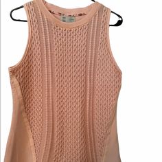 Saturday Sunday Light Pink Sleeveless Top With Pretty Crochet Detail On The Front. Nwot. Size Medium. Fitted Sleeveless Pointelle Knit Tank Top, Spring Layering Knit Top Vest, Pink Pointelle Knit Top For Layering, Feminine Sleeveless Summer Knit Top, Spring Sleeveless Pointelle Knit Top, Sleeveless Cotton Pointelle Knit Top, Pointelle Knit Sleeveless Tank Top, Sleeveless Cotton Knit Top With Pointelle Knit, Feminine Sleeveless Knit Top For Spring