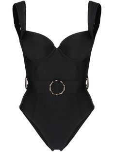 black belted waist bustier-style neckline sleeveless stretch-design Be mindful to try on swimwear over your own garments. Vintage Swimwear Aesthetic, Corset Swimsuit, Swimsuit Coverup Outfits, Belted Swimsuit, Bustier Swimsuit, Vintage Beachwear, Swimwear Aesthetic, Honeymoon Wear, Luxury Swimsuits