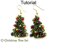 Christmas Beading Tutorials and Patterns  Beaded Earrings image 0 Beaded Christmas Tree, Christmas Tree Necklace, Holiday Beading, Tree Earrings, Christmas Tree Earrings, Beaded Christmas Ornaments, Christmas Bead, Beading Ideas, Beading Tutorial