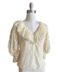 Romantic Lace Blouse, Boston Vintage, Priscilla Of Boston, Theatrical Romantic, Holiday Blouses, Ruffled Neckline, Romantic Lace, Tennis Dress, Lace Ruffle