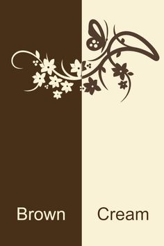 a brown and white banner with flowers on it's side, the words cream are in