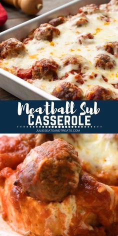 meatball casserole with cheese and sauce on top