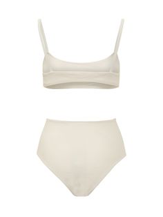 High waisted bikini. Bandeau top. Round neckline.Composition: 68% Polyamide, 32% Elastane | Lido Women's High Waisted Bikini in Ivory | SS23 Bandeau Top, High Waisted, Fashion Inspo, Clothes